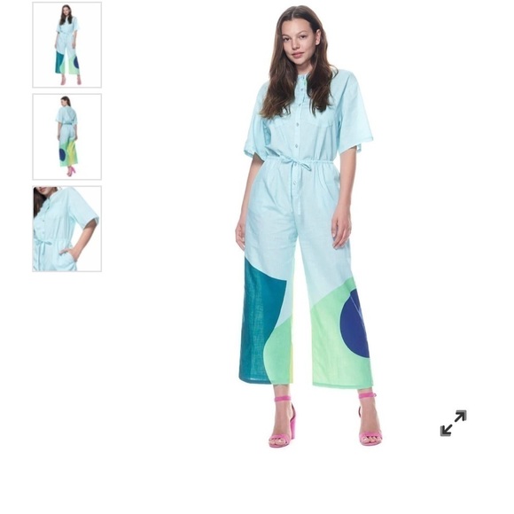 The Kit. Pants - The Kit. Issa jumpsuit aqua cut paper XL NWOT